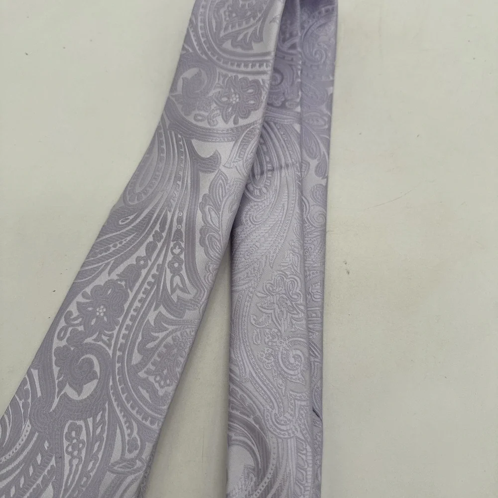 Barry Wang Hand Made 100% Silk Men's Neck Tie Lavender Textured 59